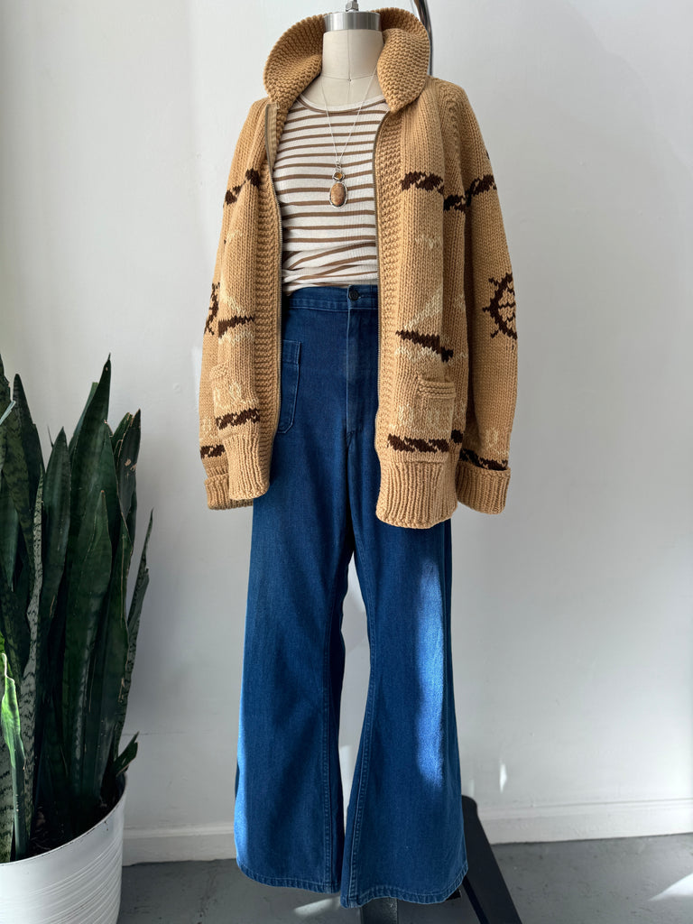 1970’s denim bell bottom utility pants