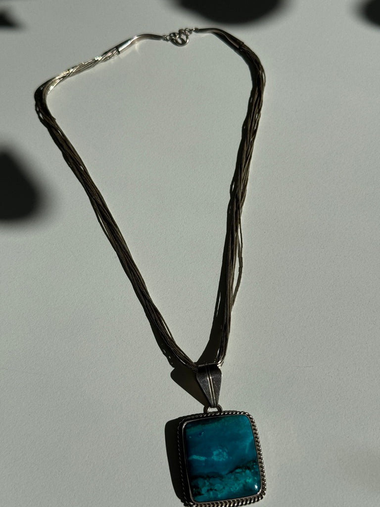 Turquoise + Sterling multi chain necklace