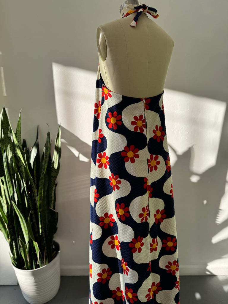 Vintage 1970's halter printed Dress