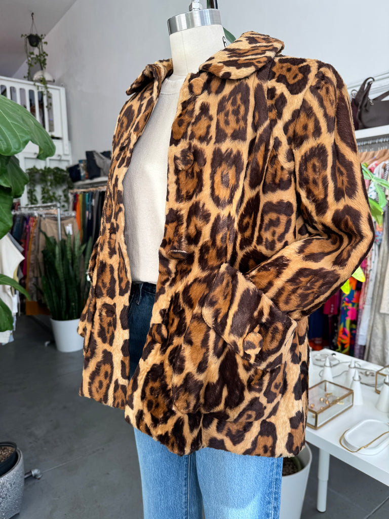 Vintage faux fur leopard print jacket