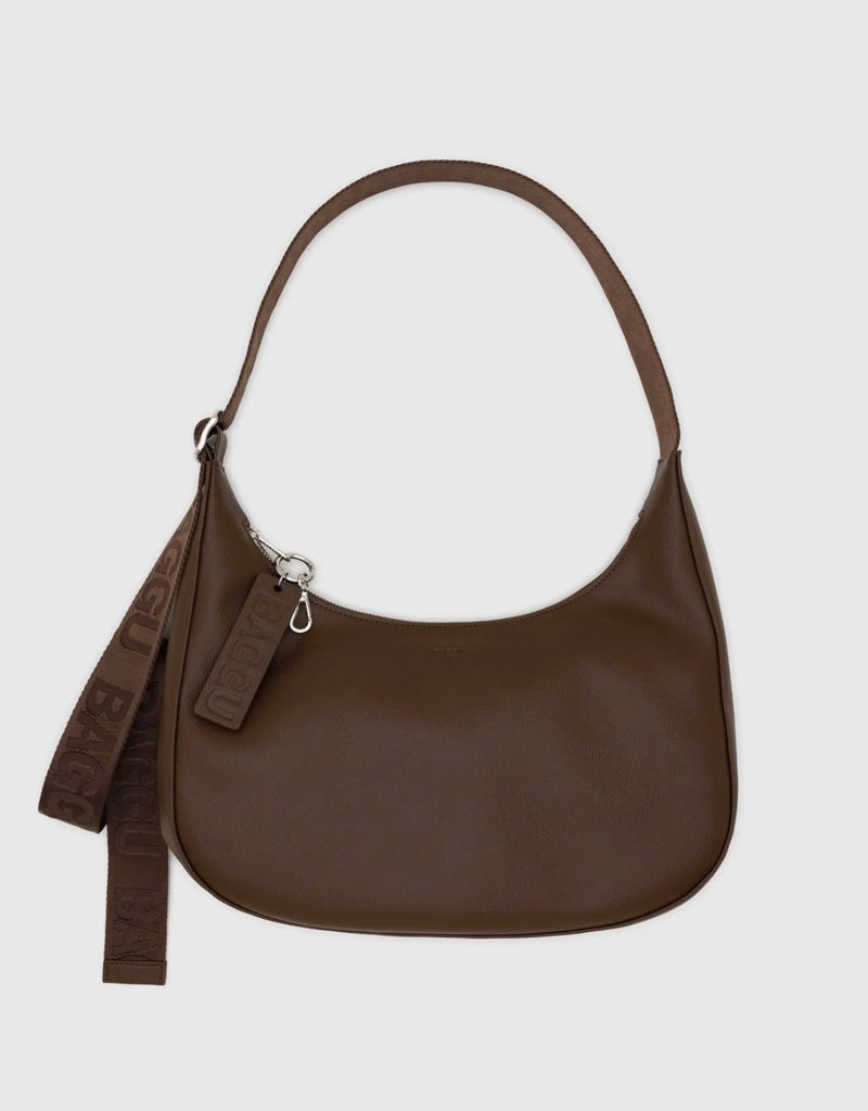 BAGGU | Medium Recycled Leather Crescent Bag | brown