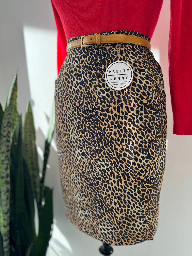 Vintage silk animal print skirt