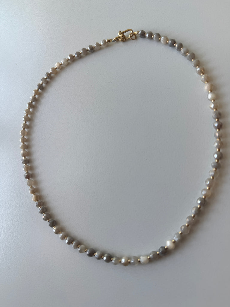 Grey silverite rondelles with clasp necklace
