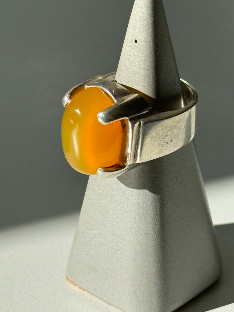 Natural yellow agate and sterling silver ring size 8.5