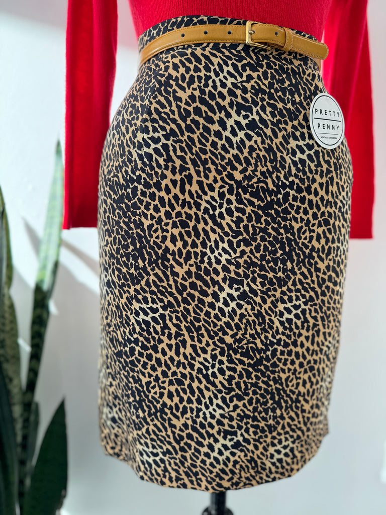 Vintage silk animal print skirt waist “30”