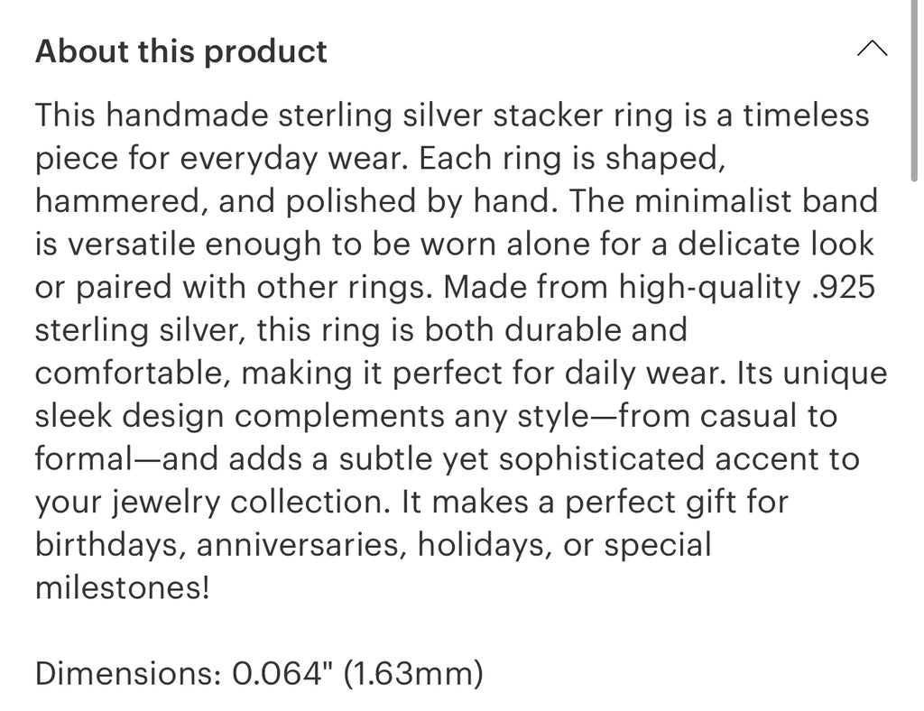 Rope sterling silver stacker ring size 6.5