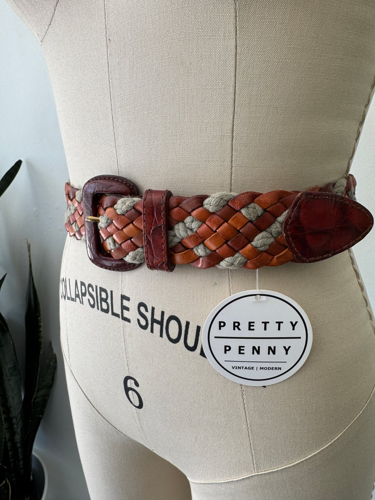 Leather and cotton fiber belt