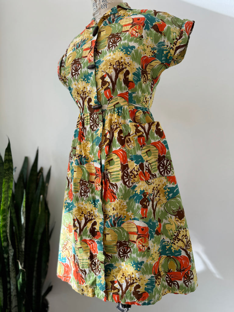 Vintage cotton novelty print dress