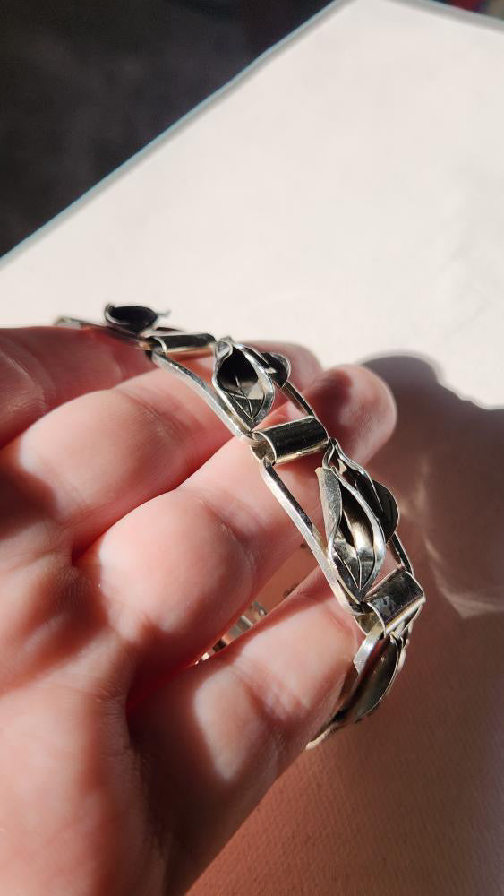 Vintage Sterling calla lily chunky bracelet