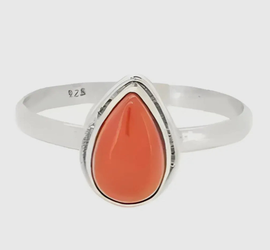 Red onyx sterling silver ring size 7