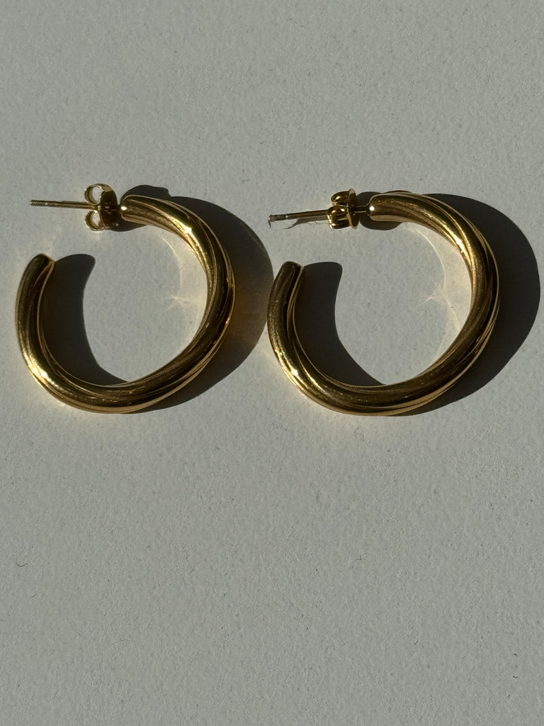 Gold filled hoops “1”