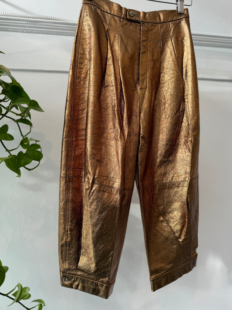Vintage metallic leather pants wait "26"