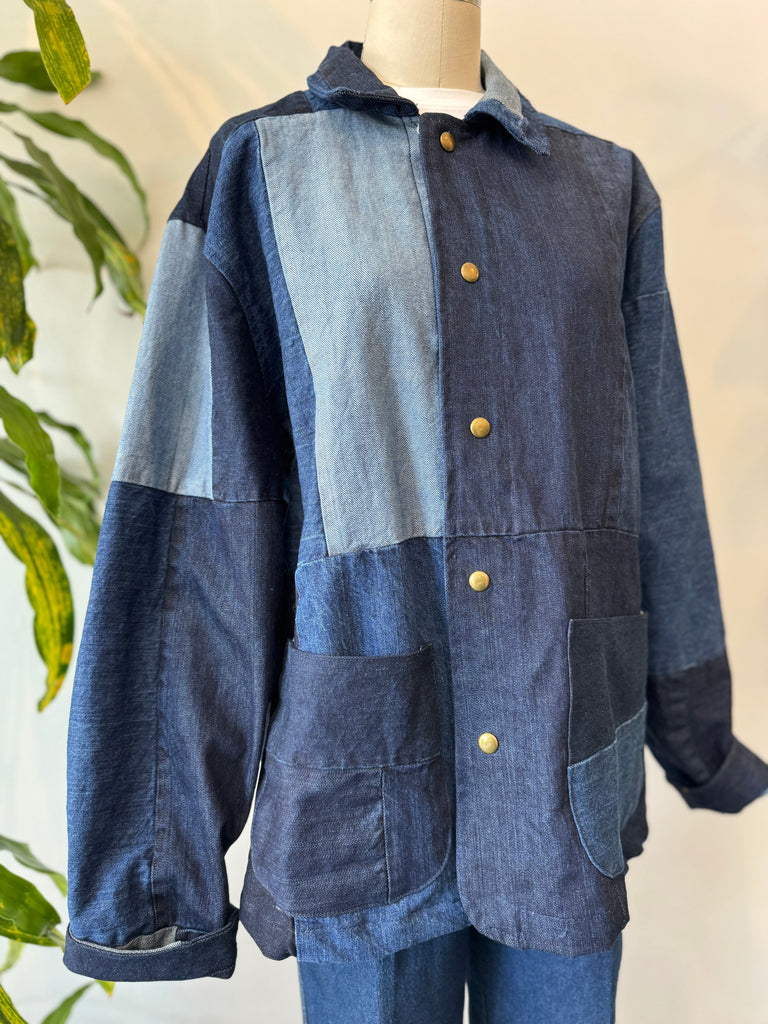 Handmade vintage patchwork denim jacket