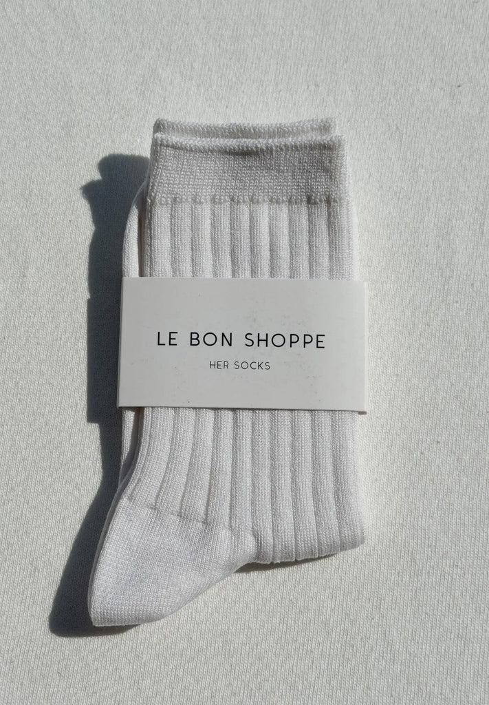 Le Bon Shoppe | her socks | cotton ribbed | white