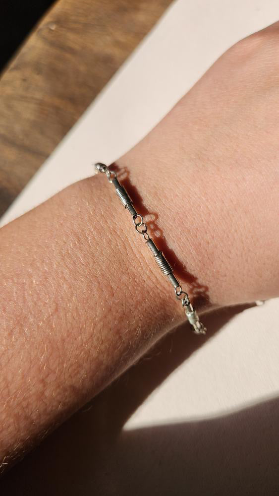 Vintage Sterling coiled tube unique bracelet