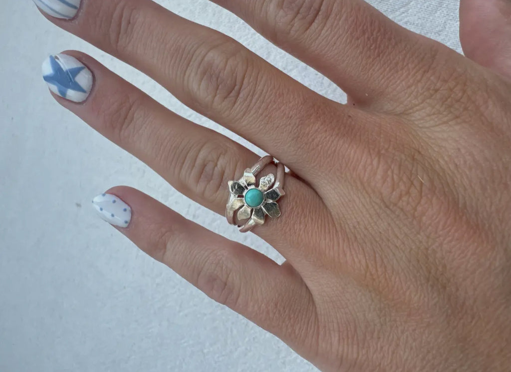 Turquoise and sterling silver ring size 7