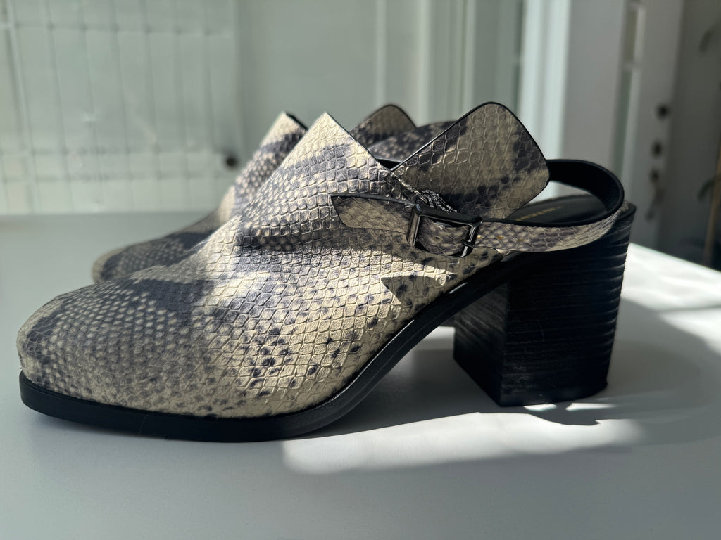 Intentionally Blank snake skin mule shoes size 9
