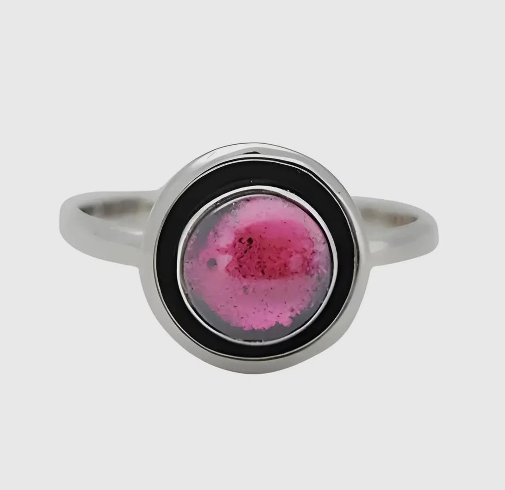 Garnet stone sterling silver ring size 8
