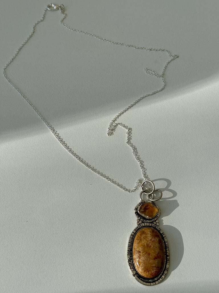 Crystal + jasper Stone + Sterling necklace