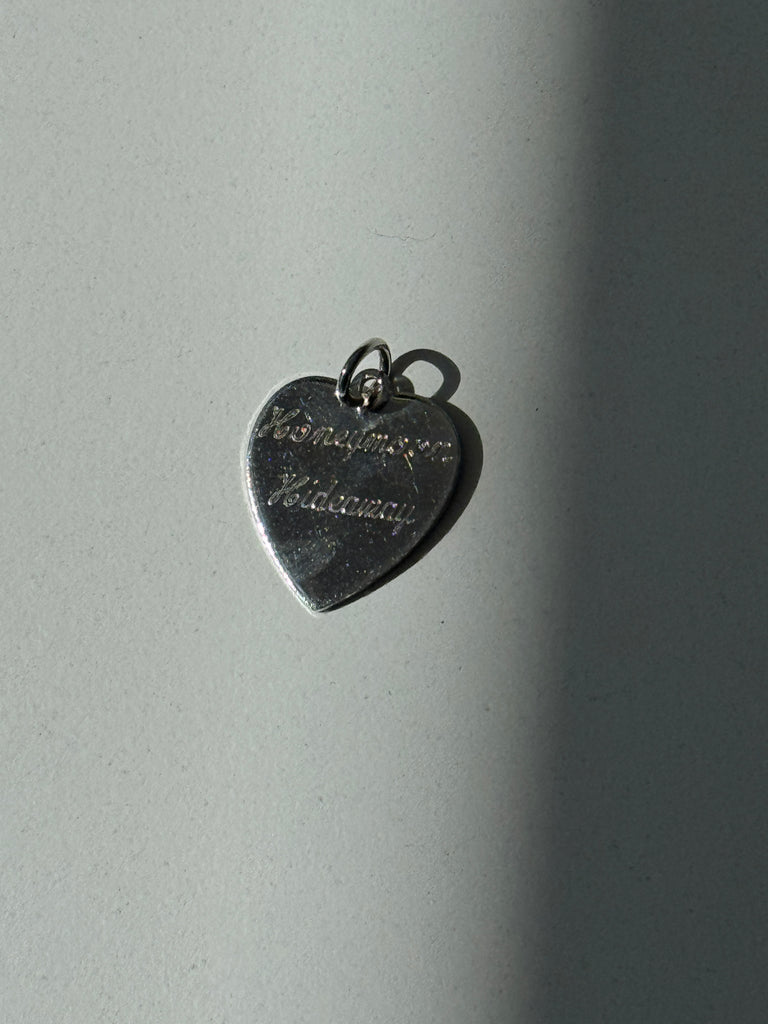 Honeymoon hideaway sterling silver etched charm