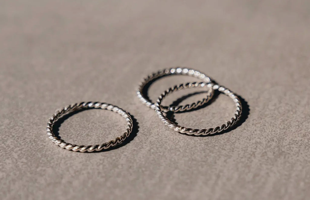 Rope sterling silver stacker ring size 6.5