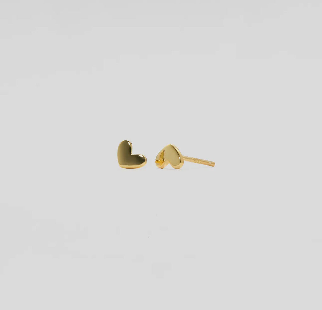 Dainty tiny heart post earrings. Gold plating