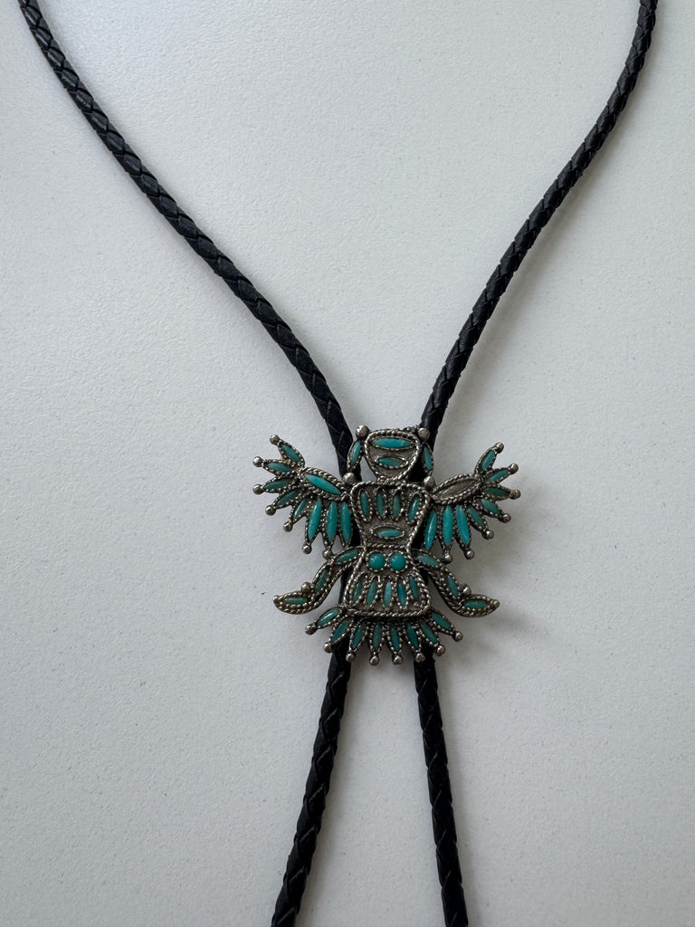 Leather braided bolo tie