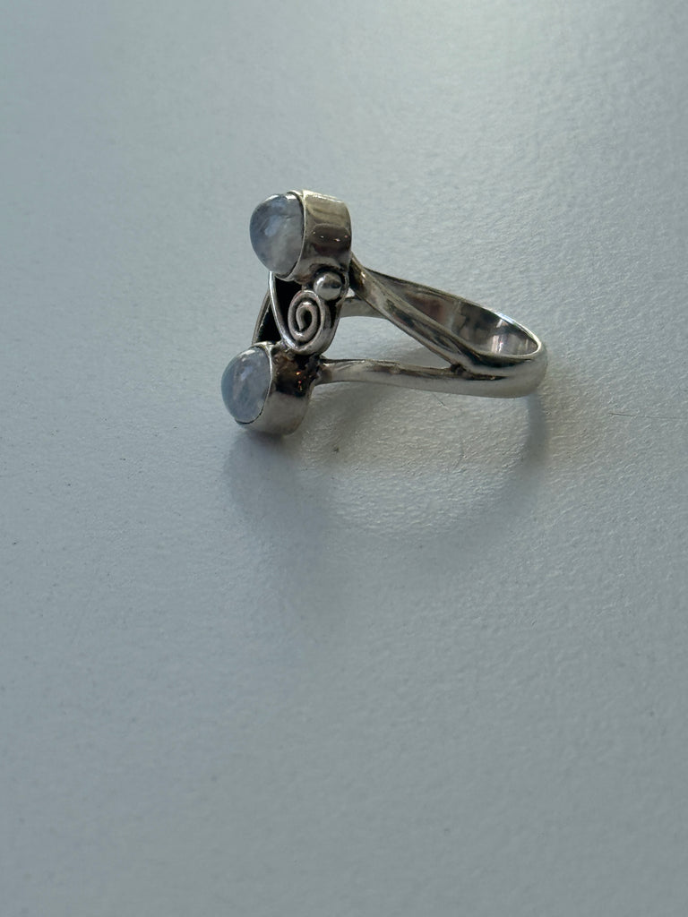 Moon Stone + Sterling silver ring size 8
