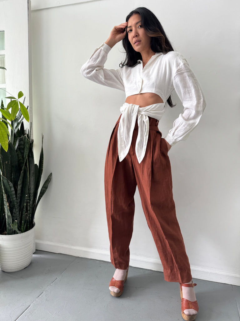 High waist linen pants