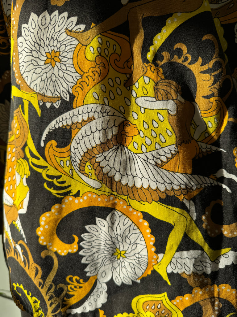 1970’s amazing print button up top