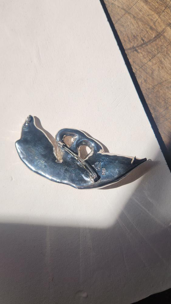 Liquid Sterling silver swan pendant and brooch