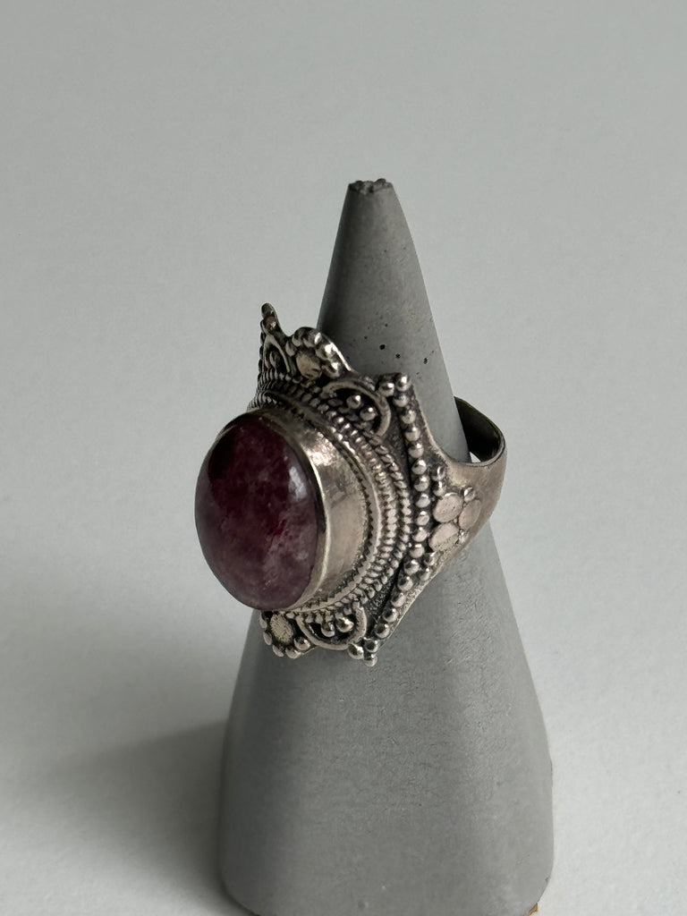 Lepidolite and sterling silver ring size 7.5