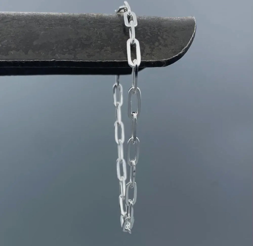 3.7 mm sterling silver paper clip chain bracelet