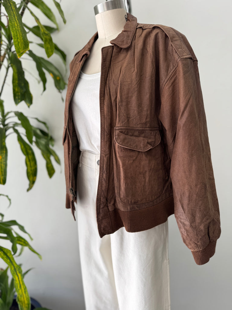 Vintage leather bomber jacket
