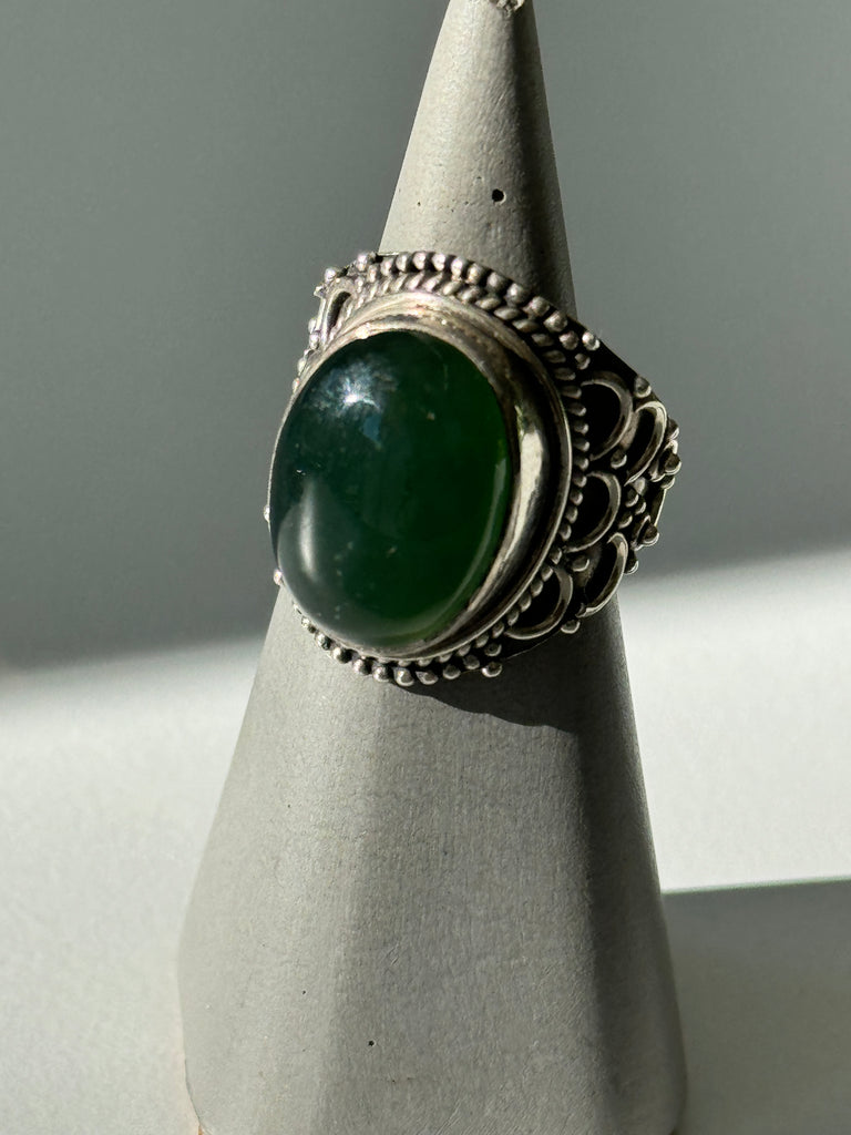 Green onyx Stone and sterling silver ring size 7