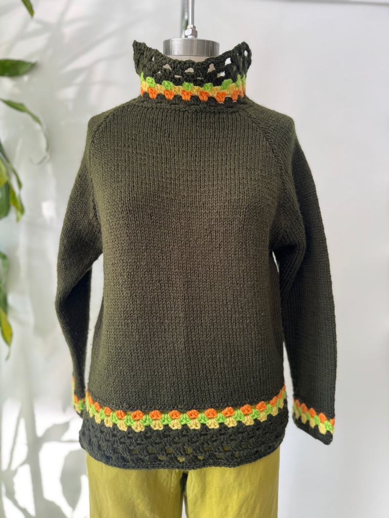 Handmade knit + crochet sweater