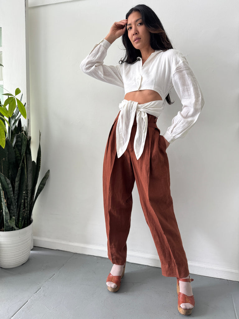 High waist linen pants