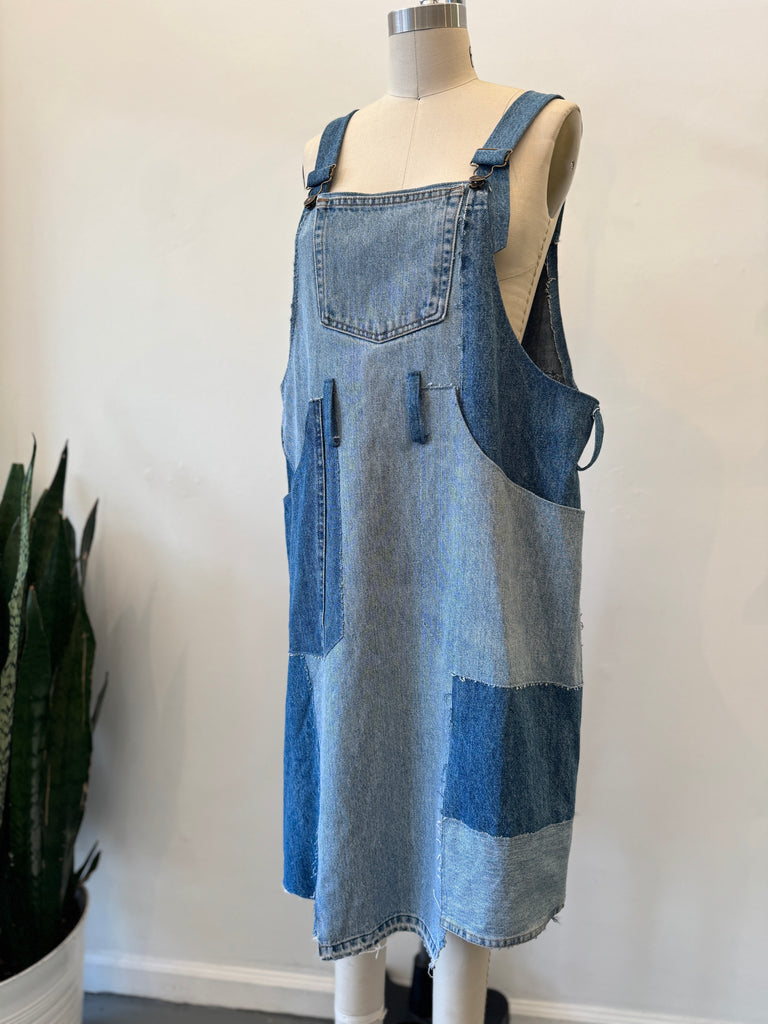 Handmade denim patchwork dress