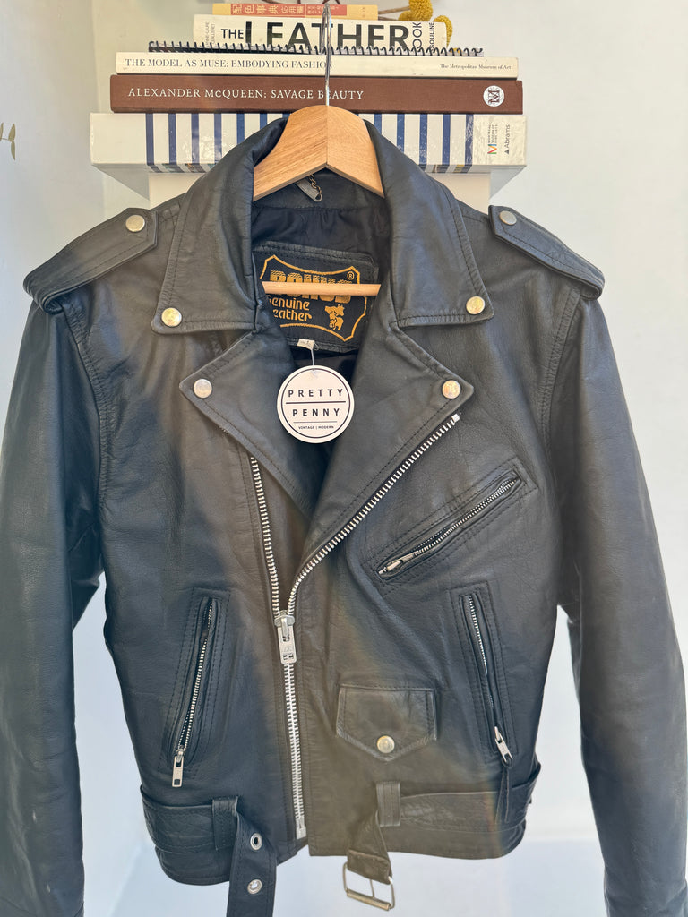 Vintage leather moto jacket