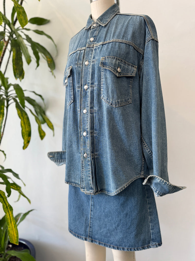 Vintage denim button up top