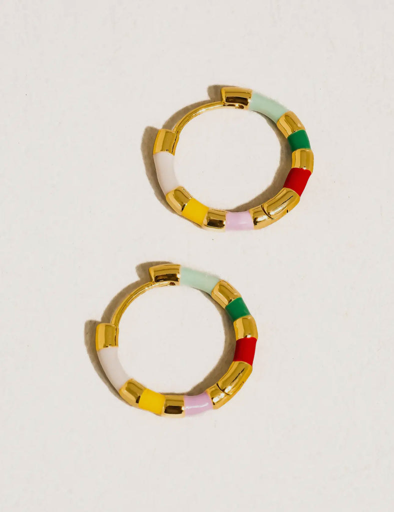 Enamel hoop earrings