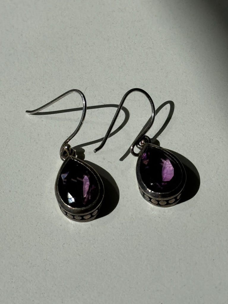 Purple stone and sterling silver earrings