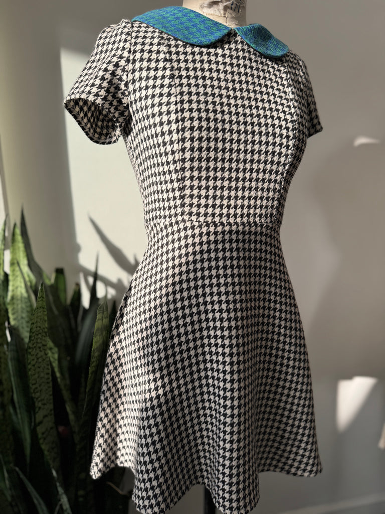 Houndstooth Dress with rounded collar