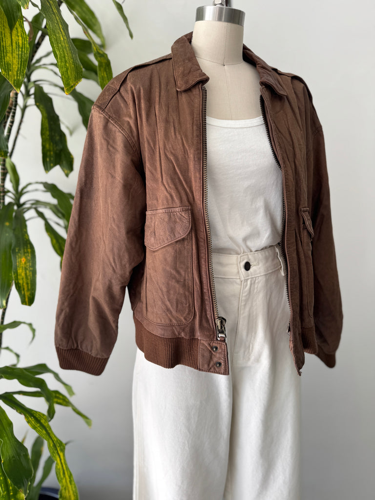Vintage leather bomber jacket