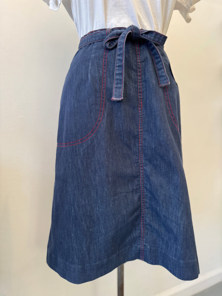 Vintage denim wrap skirt