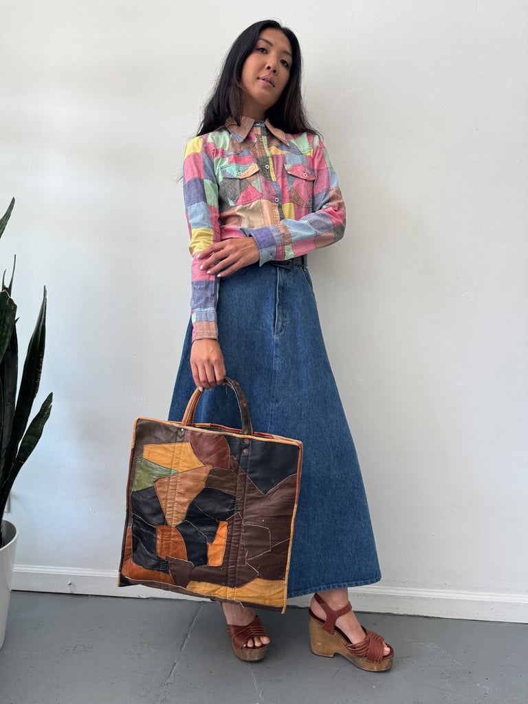 Vintage leather patchwork bag