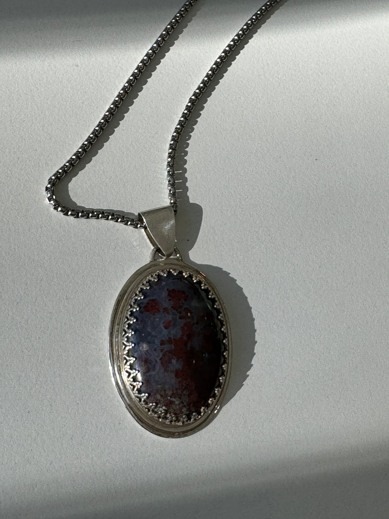 Purple moss Stone and sterling necklace