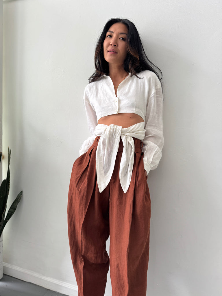 High waist linen pants