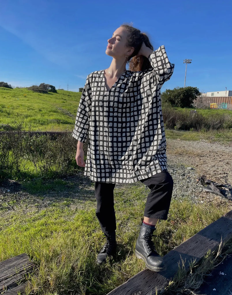 Happy French Gang tunic/top/dress black check