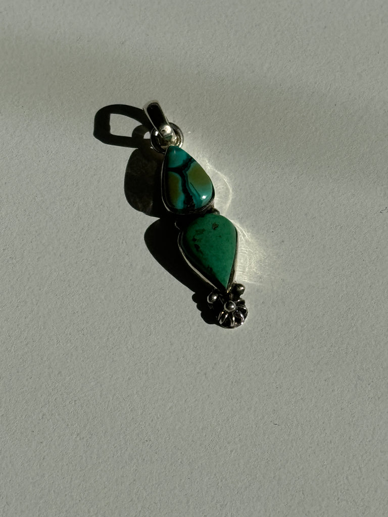 Double green turquoise pendant